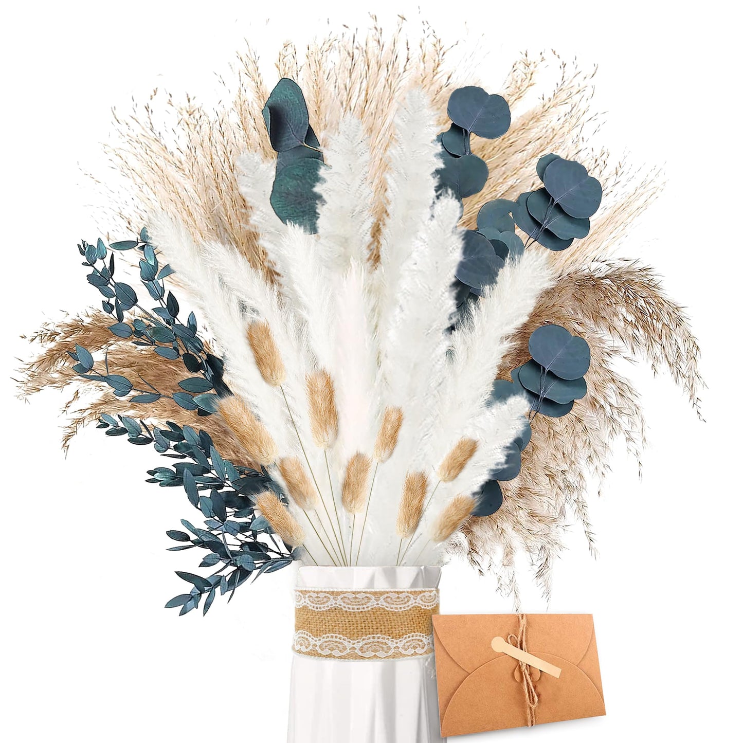 Pampasgras Getrocknet - Natürlich, Braun, Trockenblumen Strauß Dried Flowers, für Heim Decor 