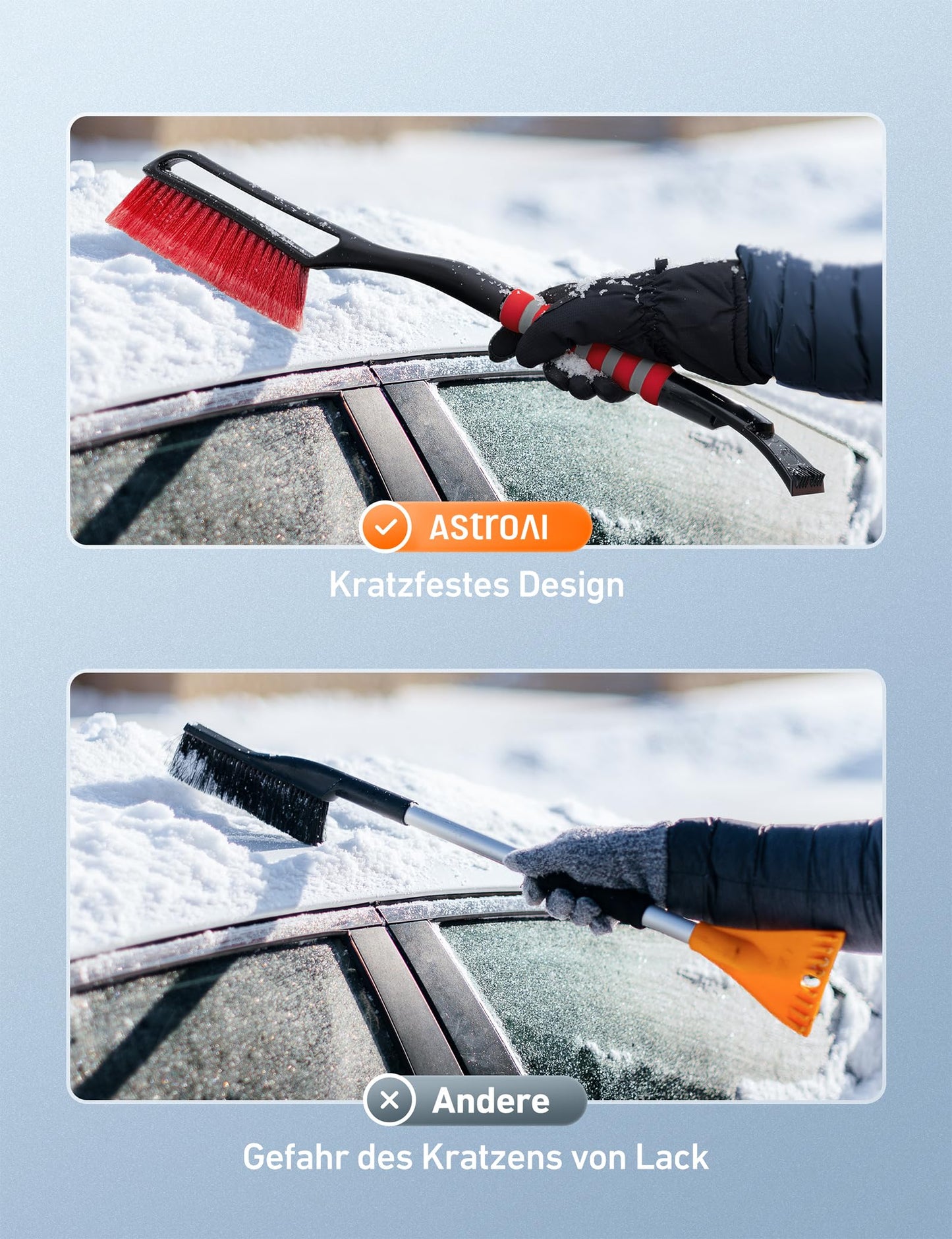 Eiskratzer, Auto-Eiskratzer, Schneebürste, abnehmbarer, ergonomischer Schaumstoffgriff für Pkw, Lkw und SUVs 