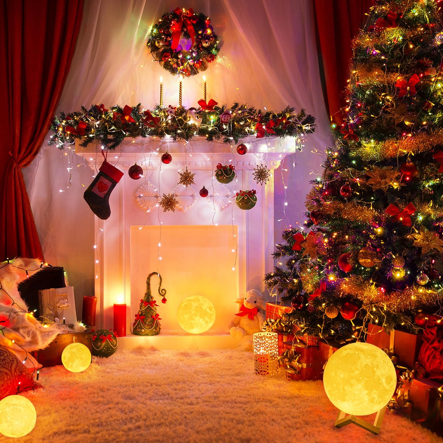 Balkan-Mondlampe 3D-Druck - Dimmbare USB-Lade-Touch-Lampe für Kinder und Paare - Romantisches Geschenk zum Geburtstag und fürs Schlafzimmer (3,5 Zoll) 