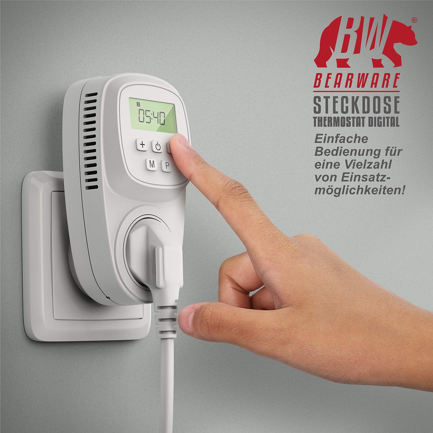 Digitales Heizkörper-Thermostat – Steckdosenthermostat mit Temperaturregelung – für Heizung, Infrarotheizung, Heizlüfter 