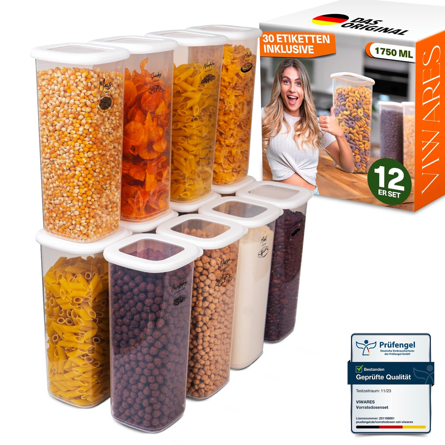 Lebensmittelaufbewahrungsbehälter, Vorratsdosen mit luftdichtem Deckel, praktischer Organizer für die Küche 