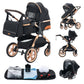 YAZOCO kinderwagen 3 in 1 Buggy Babybett Komplett Set Einem Klick Zusammenklappbarer Kinderwagen, KombiKinderwagen Aluminiumrahmen für Neugeborene 
