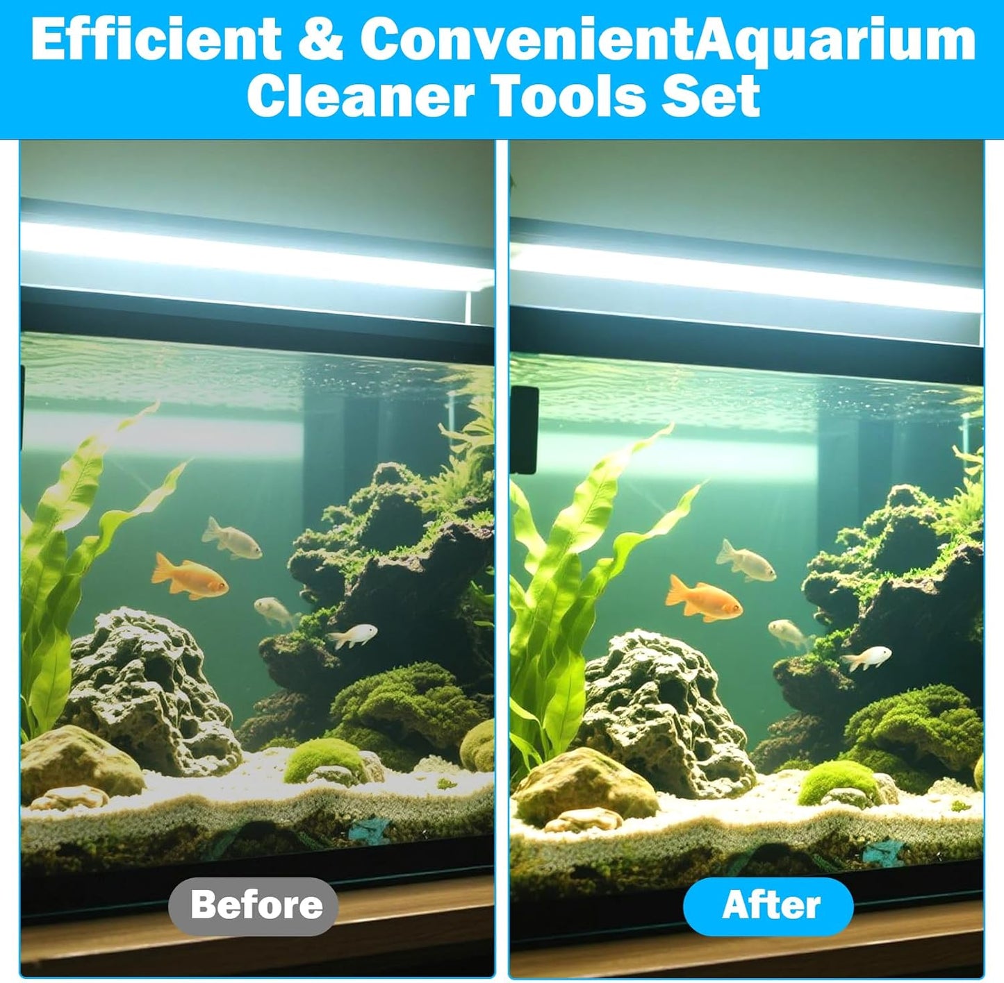 3-in-1 Aquarium-Reinigungsset, Aquarium-Scheibenreiniger 