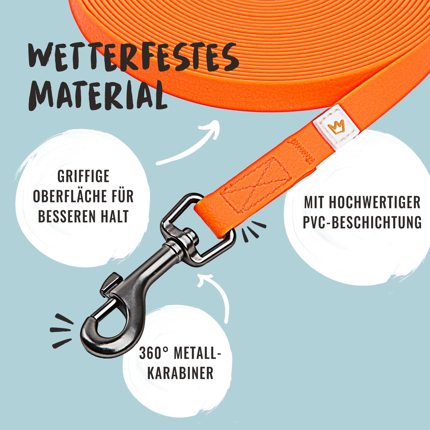 Rudelkönig Schleppleine 5m für Hunde - Robuste &amp; wetterfeste Hundeleine für eine erfolgreiche Hundeerziehung 