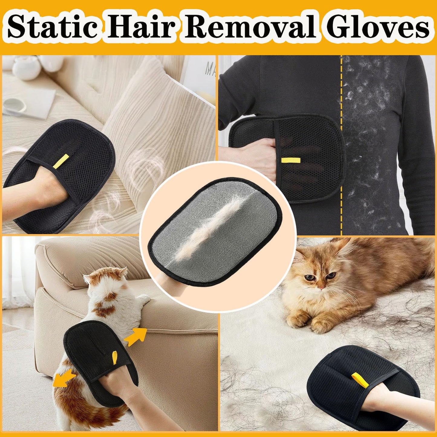 3 Stück Hundebürste Katzenbürste für Langhaar und Kurzhaar, Tierhaarentferner Handschuh 