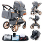 YAZOCO kinderwagen 3 in 1 Buggy Babybett Komplett Set Einem Klick Zusammenklappbarer Kinderwagen, KombiKinderwagen Aluminiumrahmen für Neugeborene 