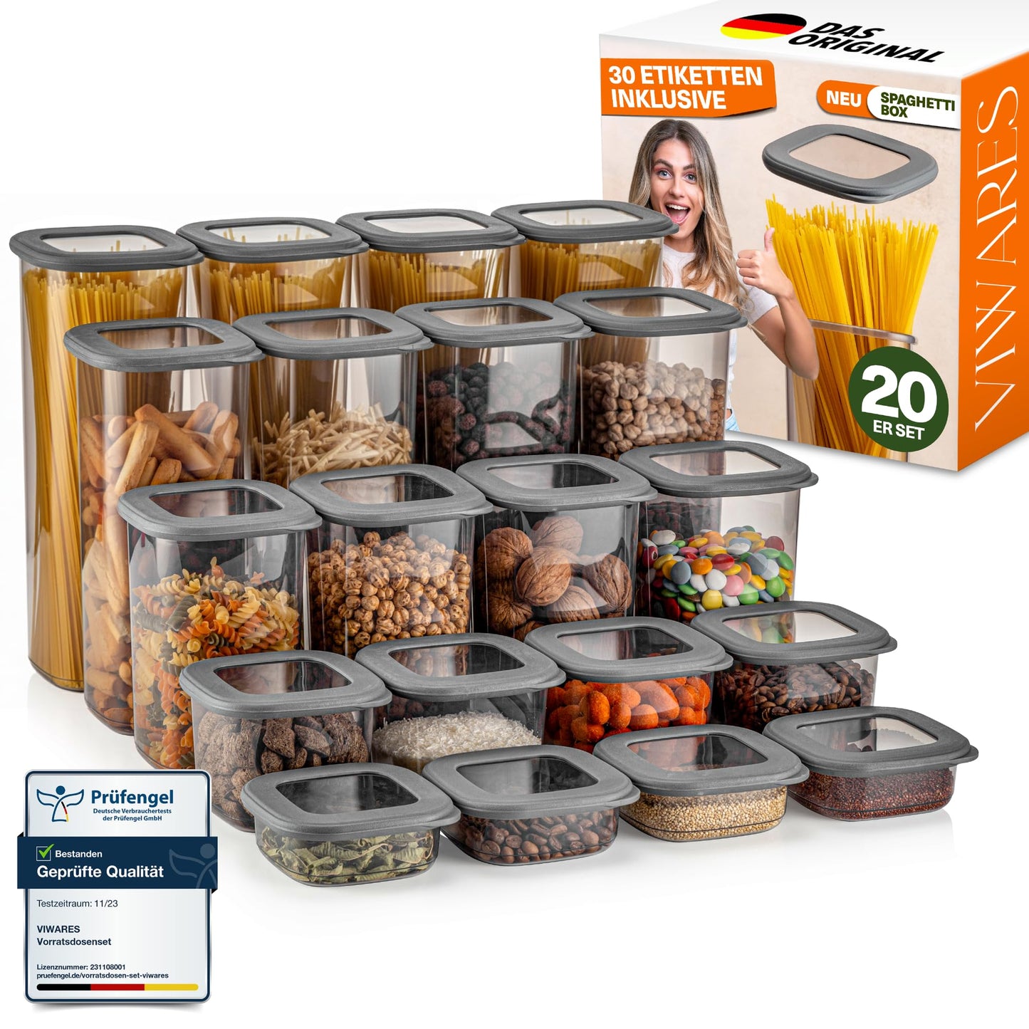 Lebensmittelaufbewahrungsbehälter, Vorratsdosen mit luftdichtem Deckel, praktischer Organizer für die Küche 