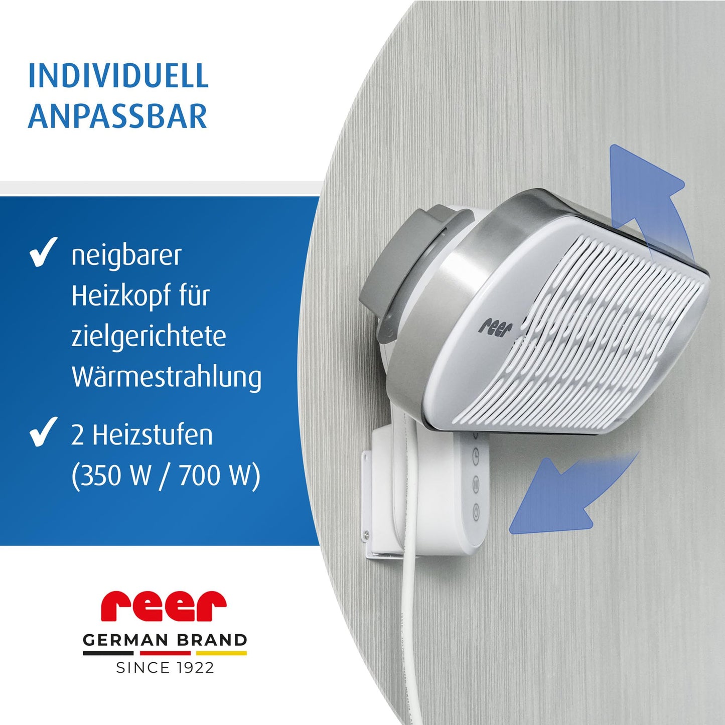 Heizstrahler – Wandheizgerät, 2 Heizstufen, Timer, nach medizinischen Standards geprüft 