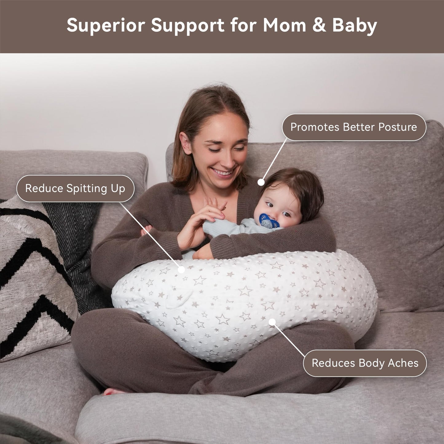 Stillkissen, vielseitiges Positionierungskissen in Übergröße, Schwangerschaftskissen für Babys und Erwachsene, Seitenschläferkissen mit waschbarem 