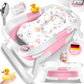 Babybadewanne | Babywanne platzsparend &amp; faltbar mit Thermostat &amp; Kissen 