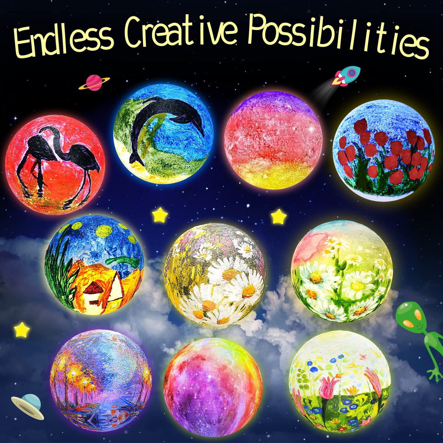 Balkan-Mondlampe 3D-Druck - Dimmbare USB-Lade-Touch-Lampe für Kinder und Paare - Romantisches Geschenk zum Geburtstag und fürs Schlafzimmer (3,5 Zoll) 