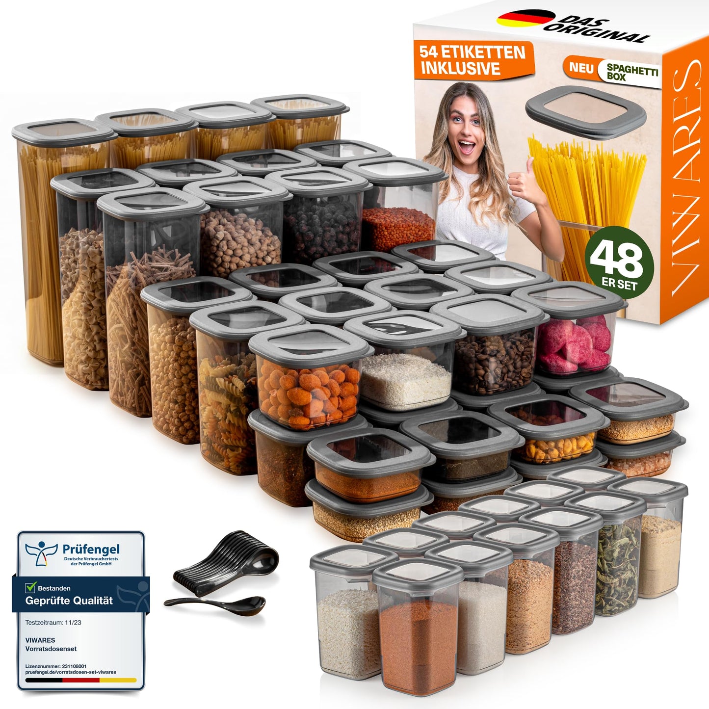 Lebensmittelaufbewahrungsbehälter, Vorratsdosen mit luftdichtem Deckel, praktischer Organizer für die Küche 