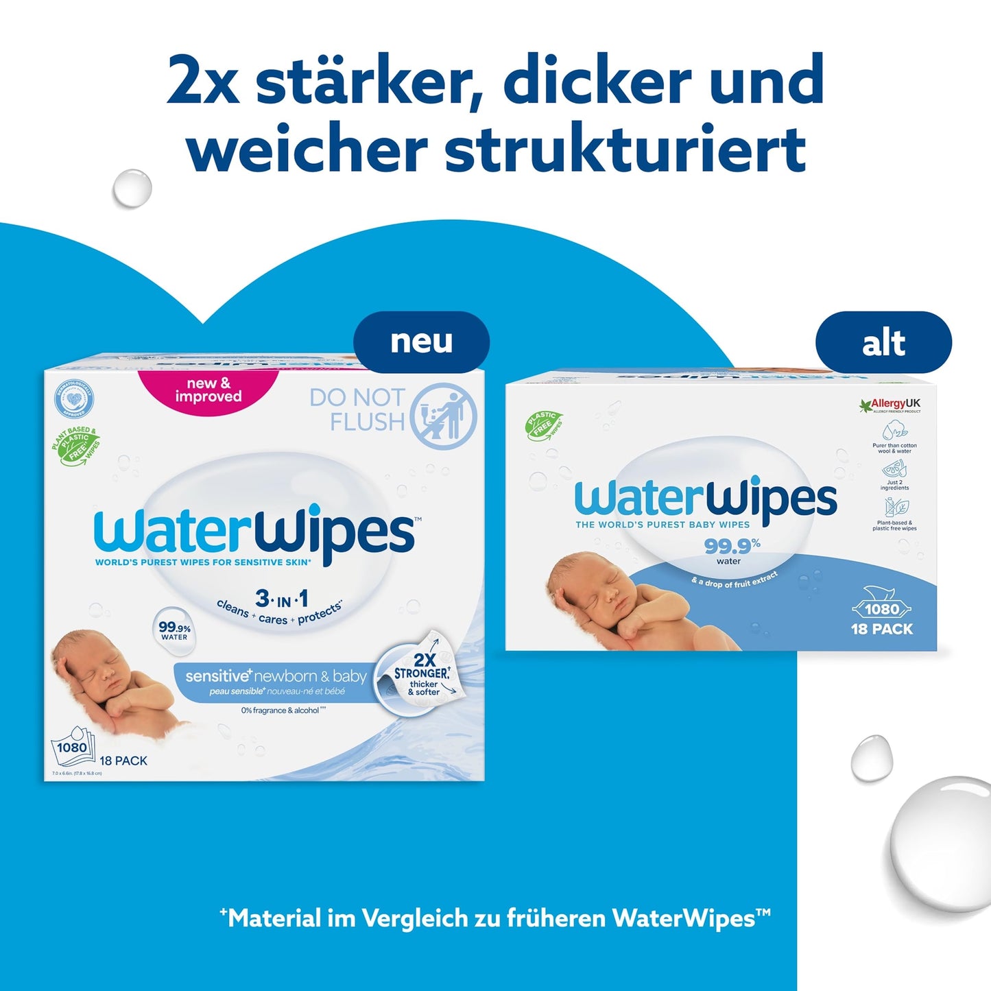 WaterWipes Plastic-Free Original Baby Wipes, 99.9% Water-Based Cleaning Wipes, Unscented for Sensitive Skin