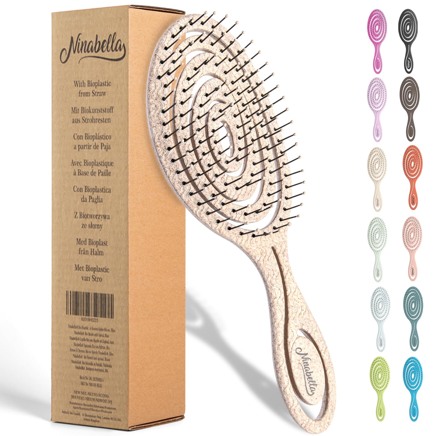 Ninabella Mini Haarbürste ohne Ziepen - Bürste für Reisen - Entwirrbürste für trockenes und nasses Haar - Detangler Bürste