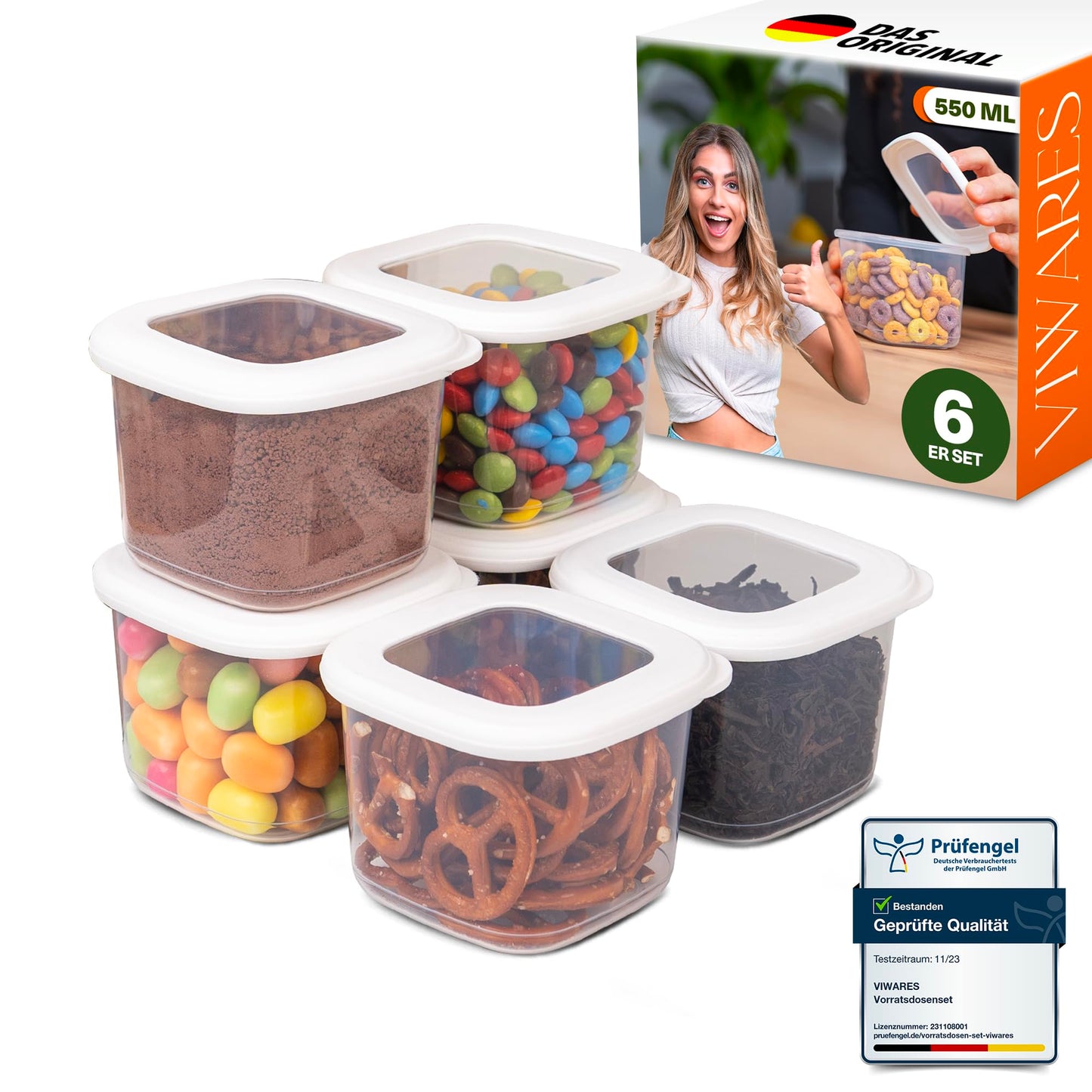 Lebensmittelaufbewahrungsbehälter, Vorratsdosen mit luftdichtem Deckel, praktischer Organizer für die Küche 