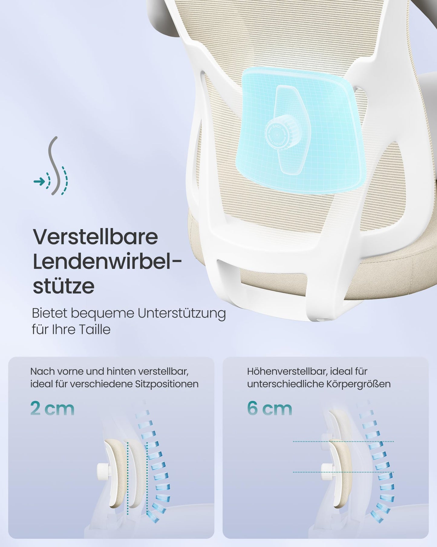SONGMICS Bürostuhl ergonomisch, Schreibtischstuhl, Computerstuhl, verstellbare Lenden- und Kopfstütze, höhenverstellbar, tintenschwarz