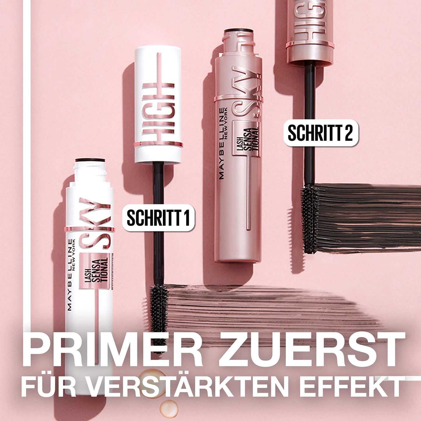 Maybelline New York Sky High Schwarze Wimperntusche für extrem lange Wimpern und Volumen, Sky High Mascara 