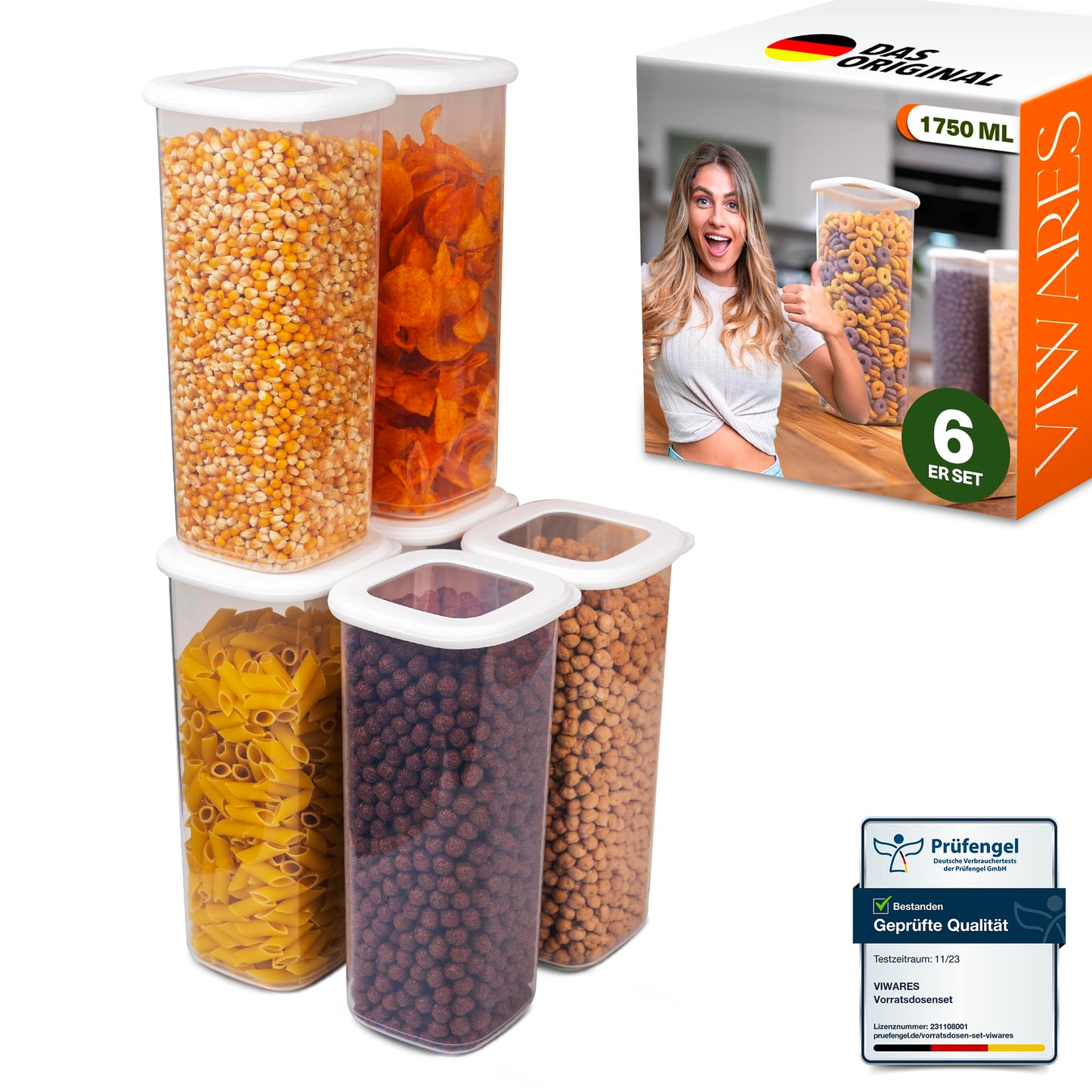 Lebensmittelaufbewahrungsbehälter, Vorratsdosen mit luftdichtem Deckel, praktischer Organizer für die Küche 