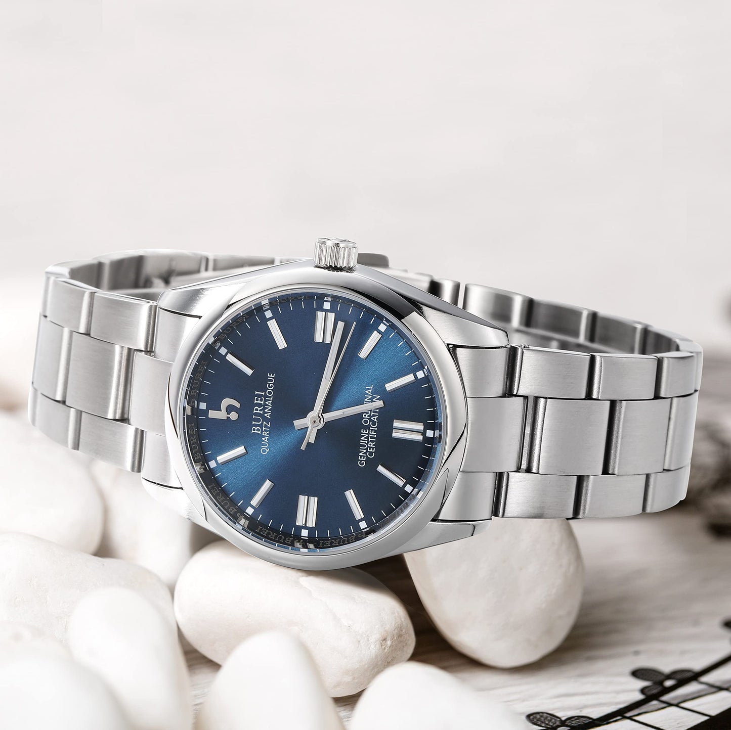 BUREI Women's Fashion Watch Analogue Quartz Steel Women Watch Business Dress