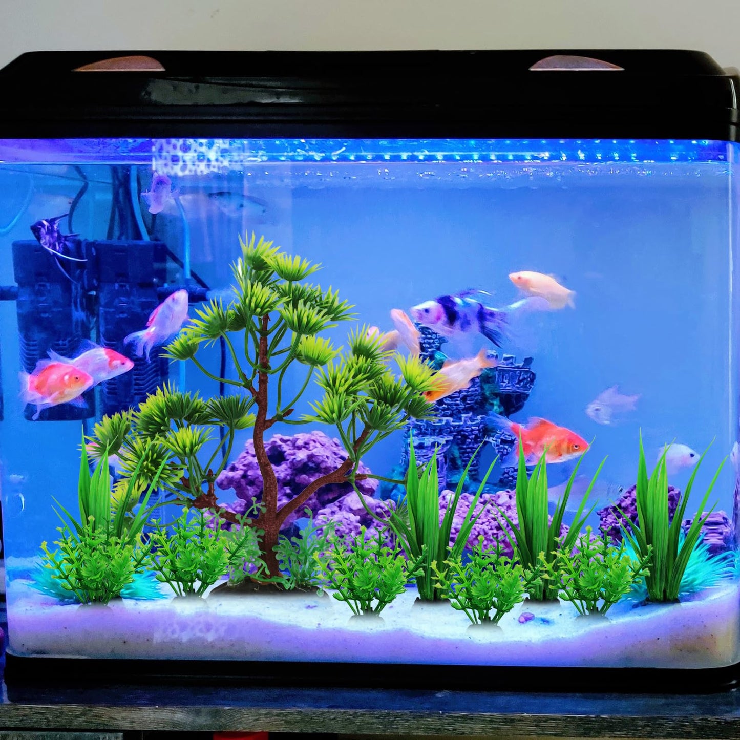 10er-Pack künstliche Pflanzen, Aquariendekoration, grüne Kunststoffpflanzen 