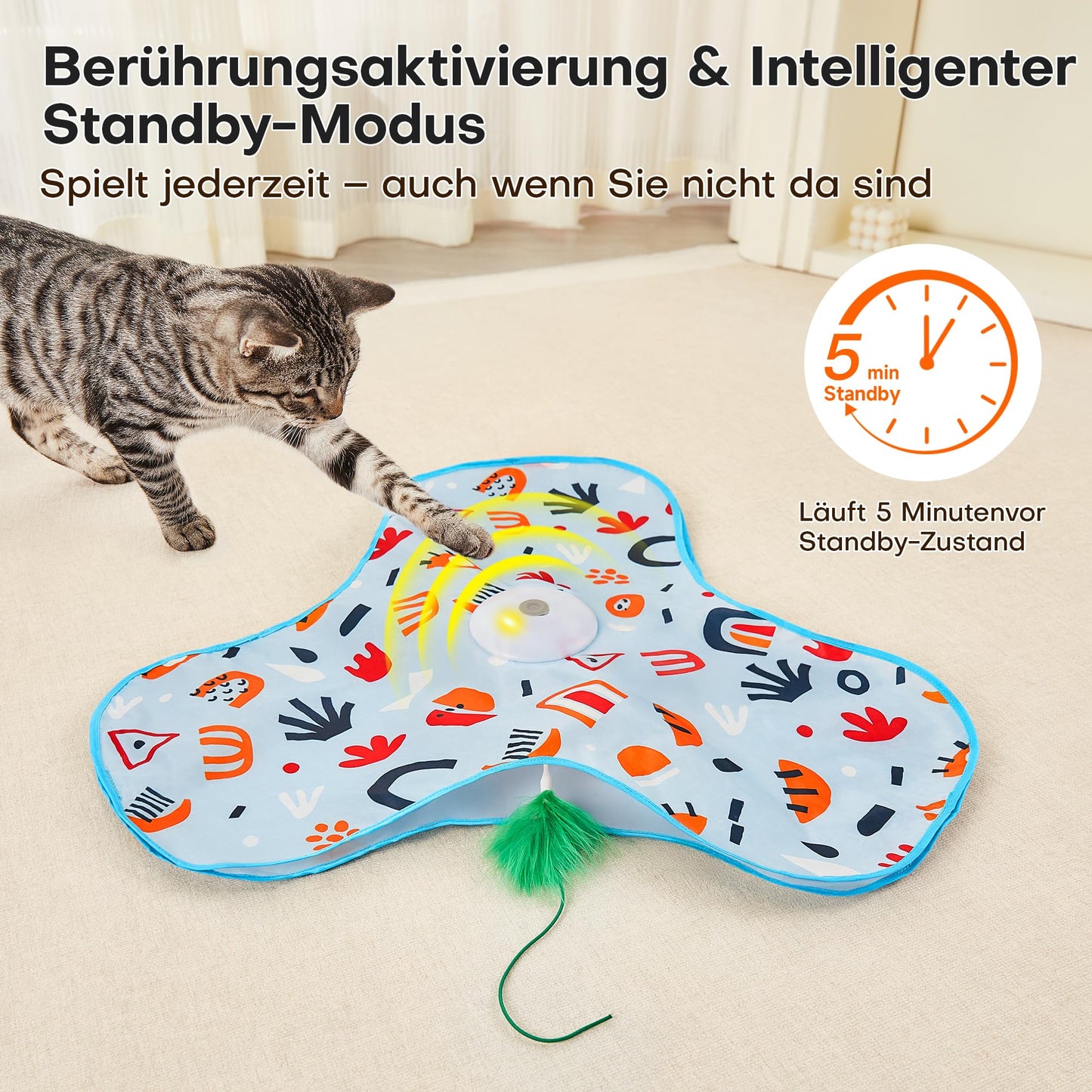 Potaroma Interaktives Katzenspielzeug mit Federautomatik - Deals Bewegungsspielzeug für aktive Wohnungskatzen 