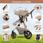 3-in-1 Kinderwagen-Set mit Sitz und faltbarem Babybett, verstellbare Liegeposition, bis 15 kg, 0-3 Jahre 