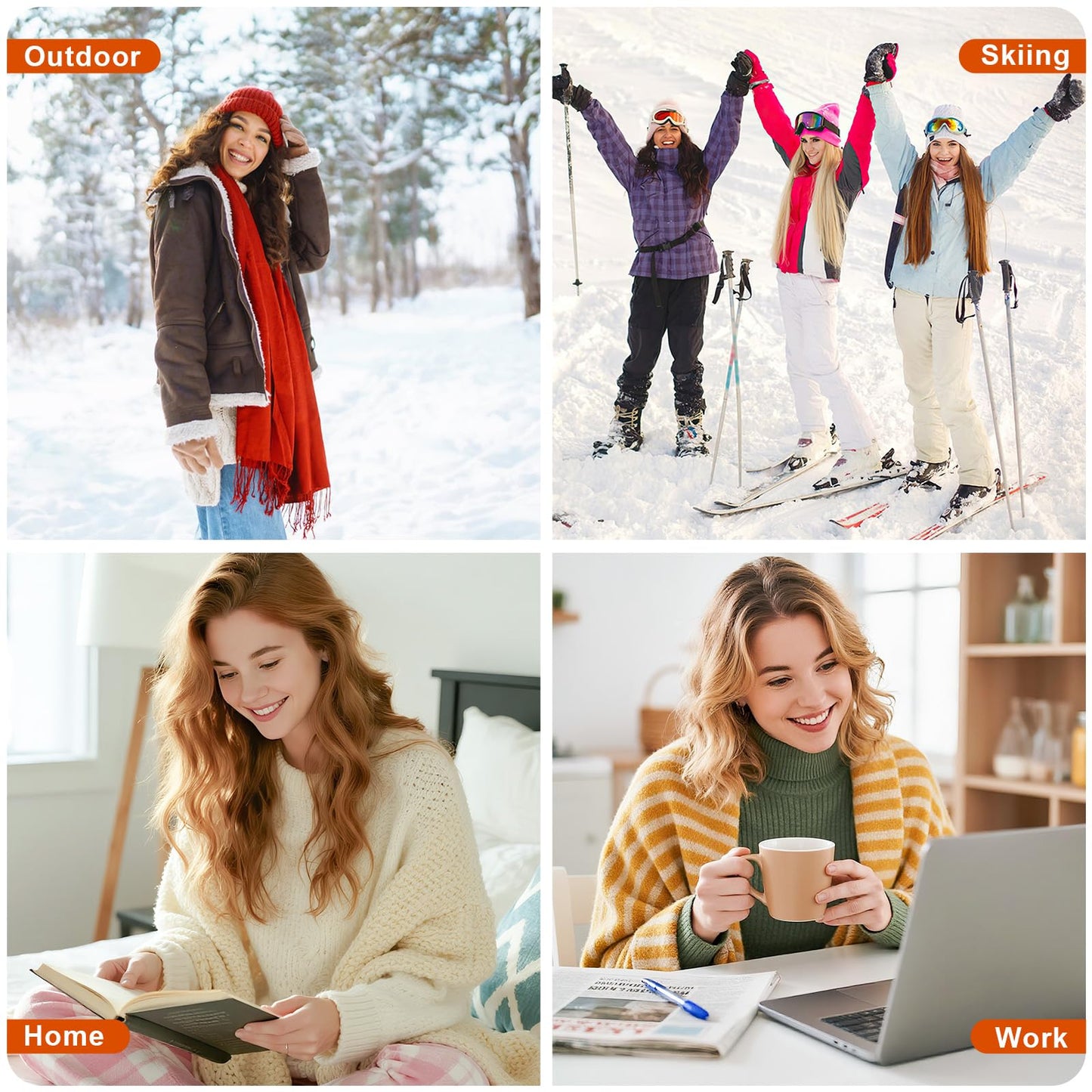 Airabc 5 Paar Damen-Thermosocken, warme Wintersocken, farbenfroh, kuschelig und atmungsaktiv 