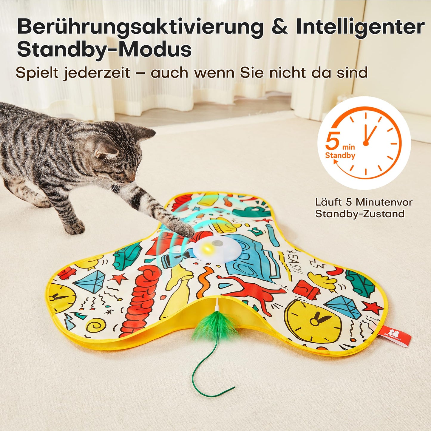 Potaroma Interaktives Katzenspielzeug mit Federautomatik - Deals Bewegungsspielzeug für aktive Wohnungskatzen 