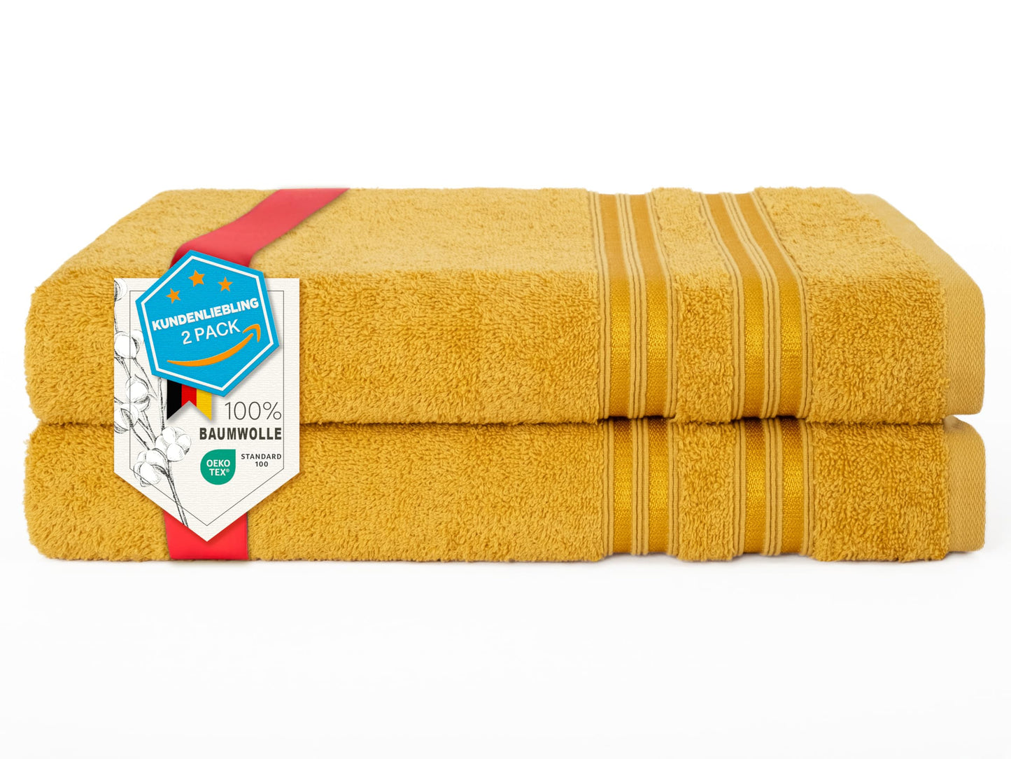 6-teiliges Handtuchset, 100 % Baumwolle, weich, saugfähig, hochwertiges Handtuchset, 2 Badetücher (70 x 140 cm), 4 Handtücher (50 x 100 cm), Weiß 