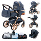 YAZOCO kinderwagen 3 in 1 Buggy Babybett Komplett Set Einem Klick Zusammenklappbarer Kinderwagen, KombiKinderwagen Aluminiumrahmen für Neugeborene 