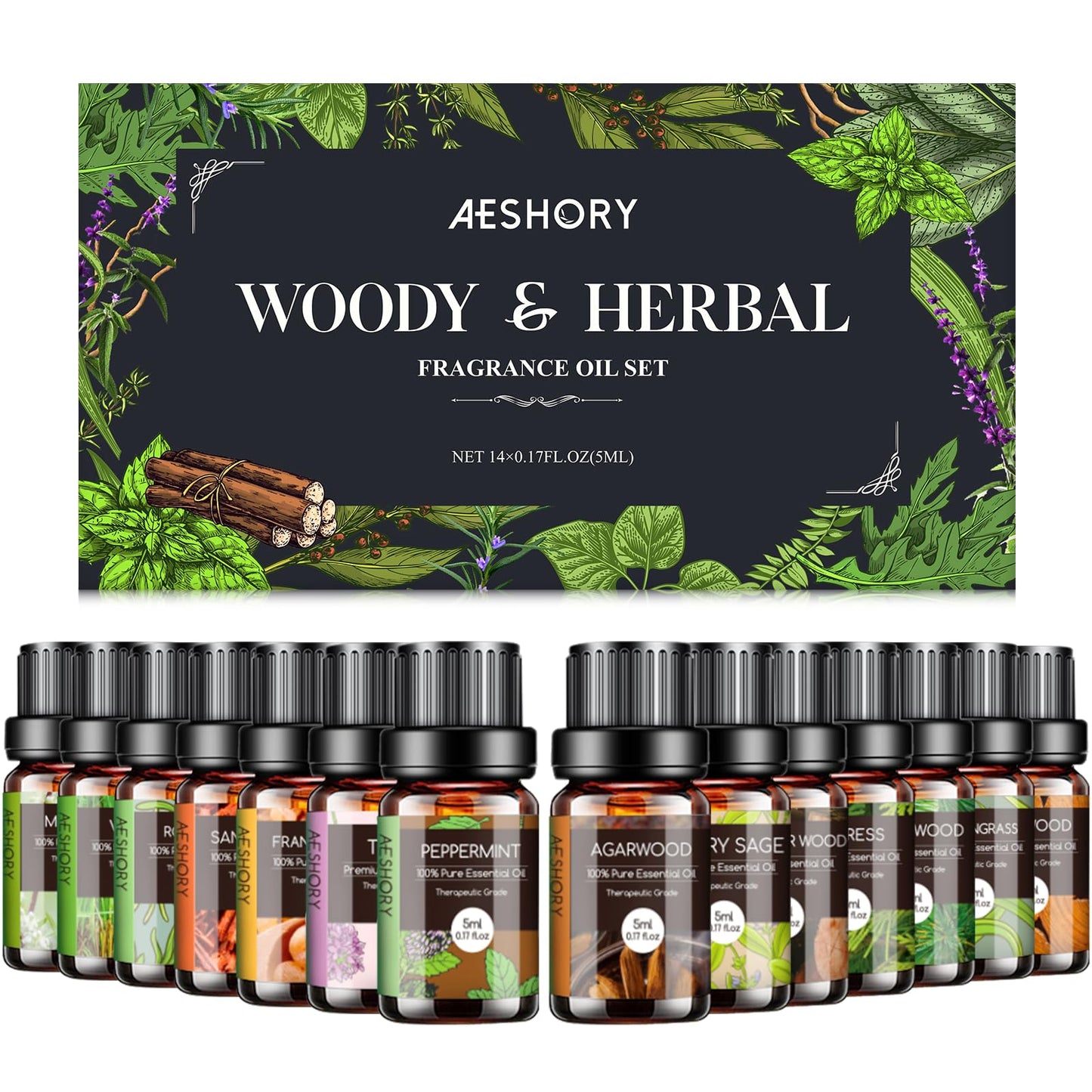 AESHORY 14 x 5 ml Hotel-Set mit ätherischen Ölen, Duftöl für Luftbefeuchter, für frische Luft 