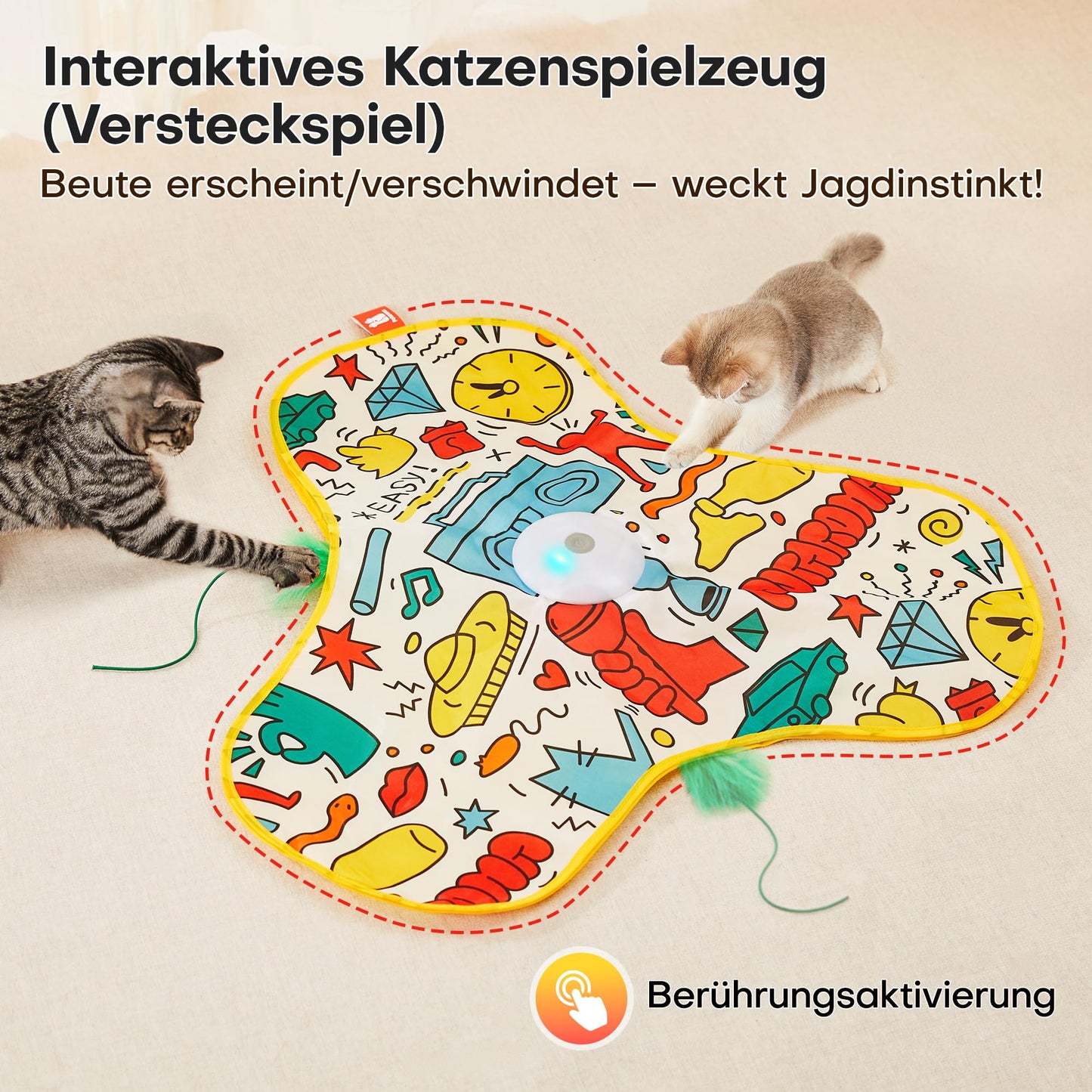 Potaroma Interaktives Katzenspielzeug mit Federautomatik - Deals Bewegungsspielzeug für aktive Wohnungskatzen 