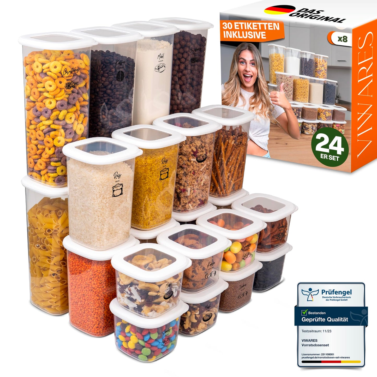 Lebensmittelaufbewahrungsbehälter, Vorratsdosen mit luftdichtem Deckel, praktischer Organizer für die Küche 