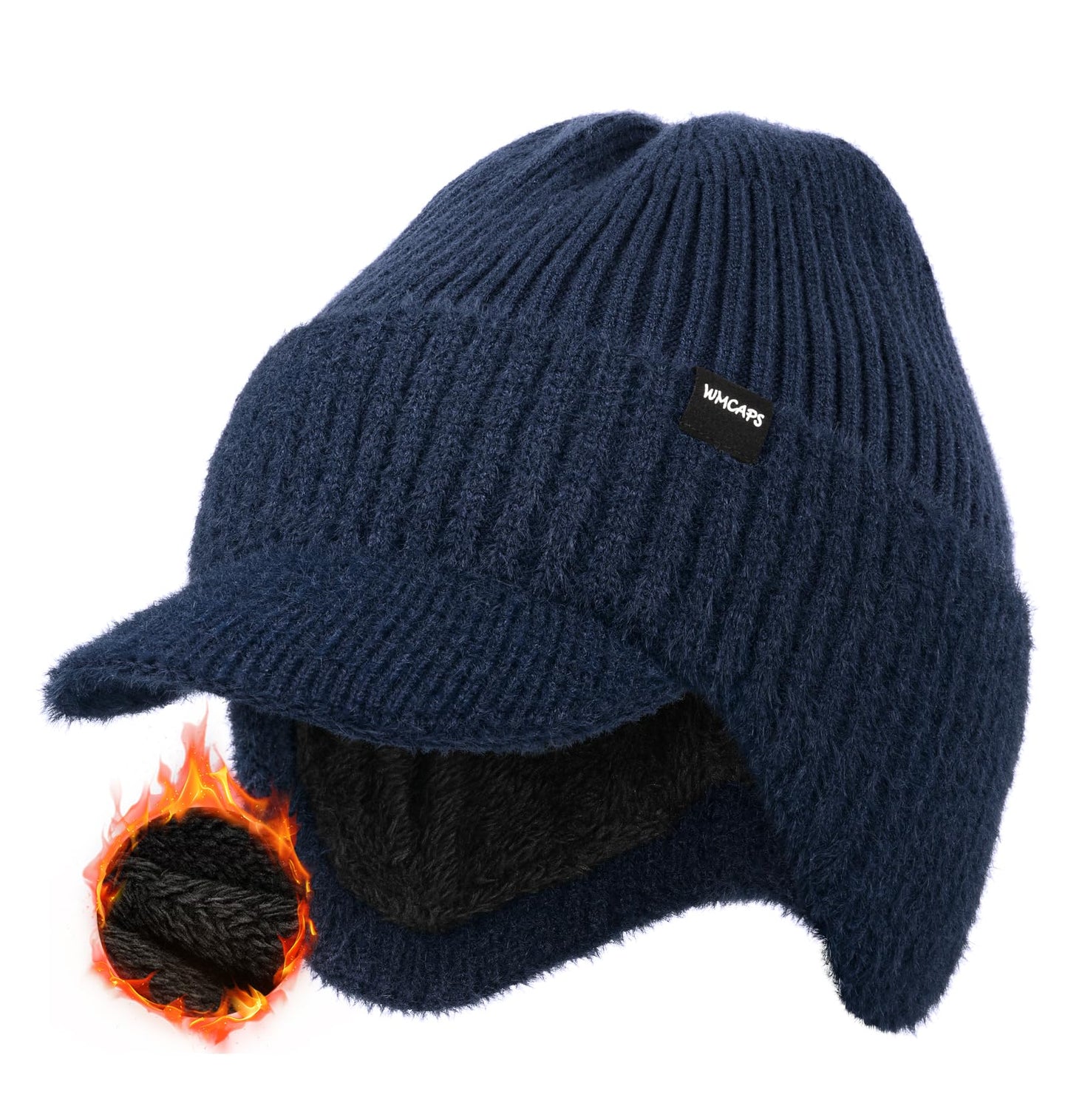 Wmcaps Wintermütze mit Schirm und Ohrenklappen für Herren, dick gefütterte Stirnklappenmütze mit Fleece-Futter, winddichte Kälteschutzmütze für Outdoor-Aktivitäten 