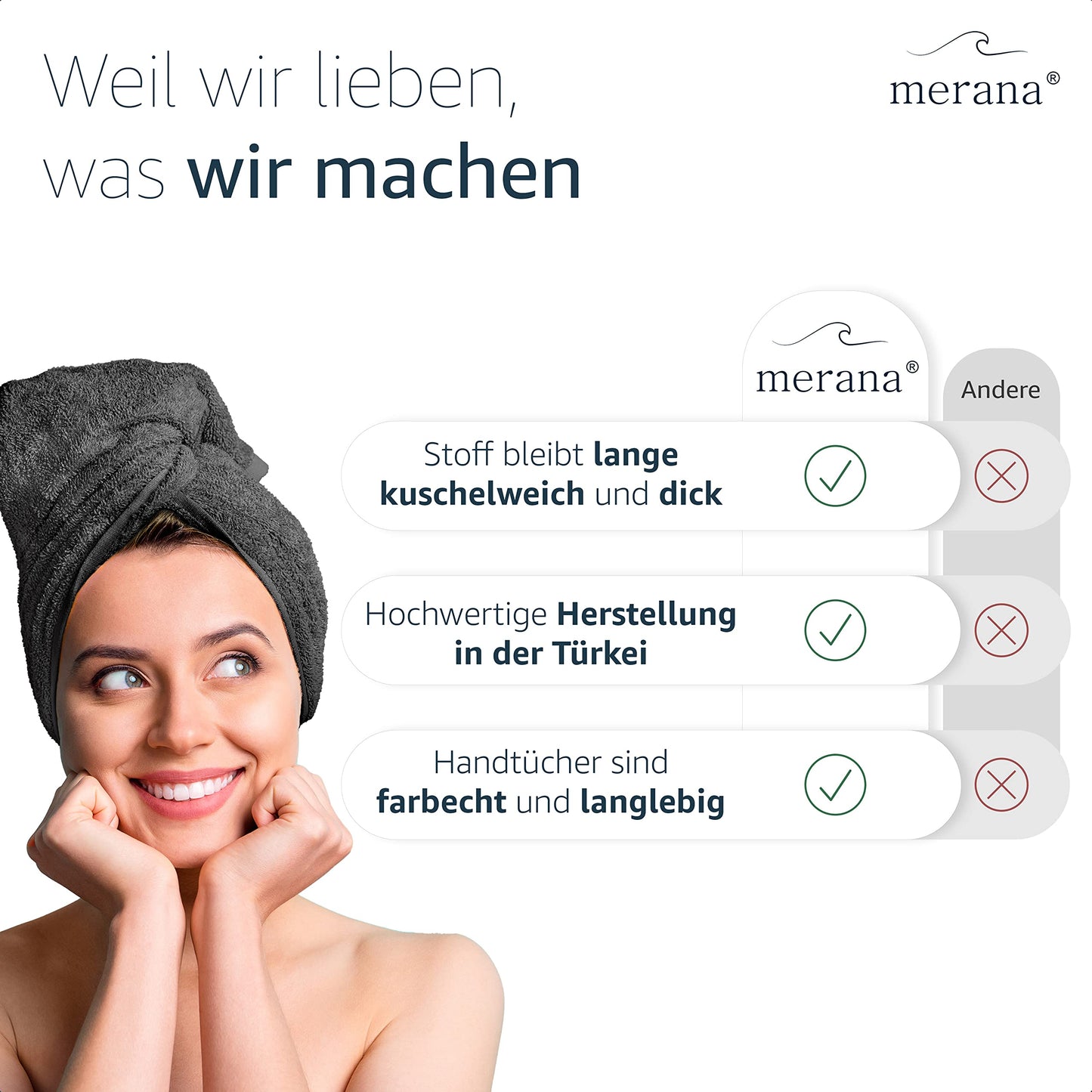 Ensemble de poignées Merana Rome | saugstark, weich et fusselfrei | Frottier Luxus Qualité | 100% laine de Baum | Oeko-TEX | 4 x chambres d'hôtes (30x50cm))