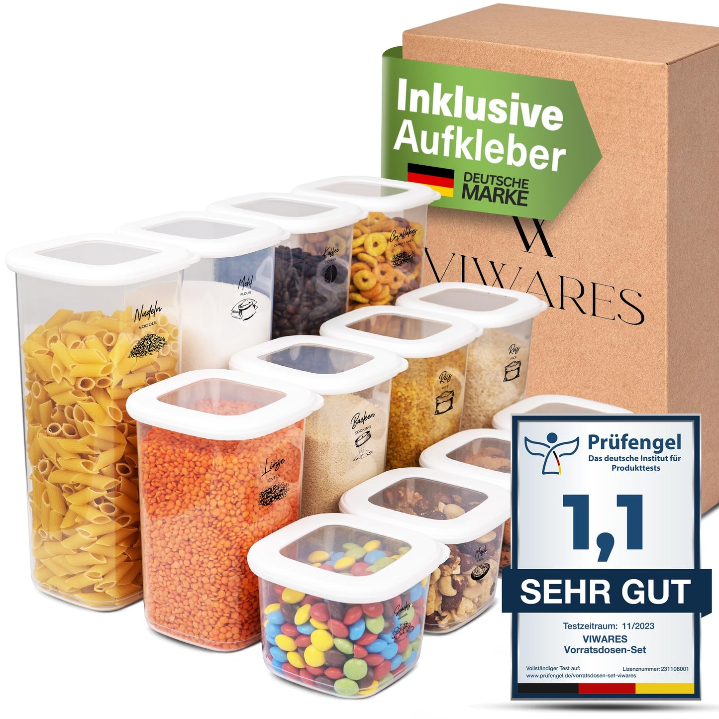 Lebensmittelaufbewahrungsbehälter, Vorratsdosen mit luftdichtem Deckel, praktischer Organizer für die Küche 