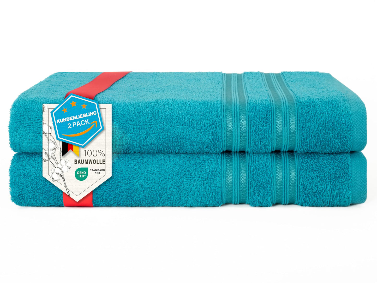 6-teiliges Handtuchset, 100 % Baumwolle, weich, saugfähig, hochwertiges Handtuchset, 2 Badetücher (70 x 140 cm), 4 Handtücher (50 x 100 cm), Weiß 