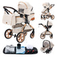 YAZOCO kinderwagen 3 in 1 Buggy Babybett Komplett Set Einem Klick Zusammenklappbarer Kinderwagen, KombiKinderwagen Aluminiumrahmen für Neugeborene 