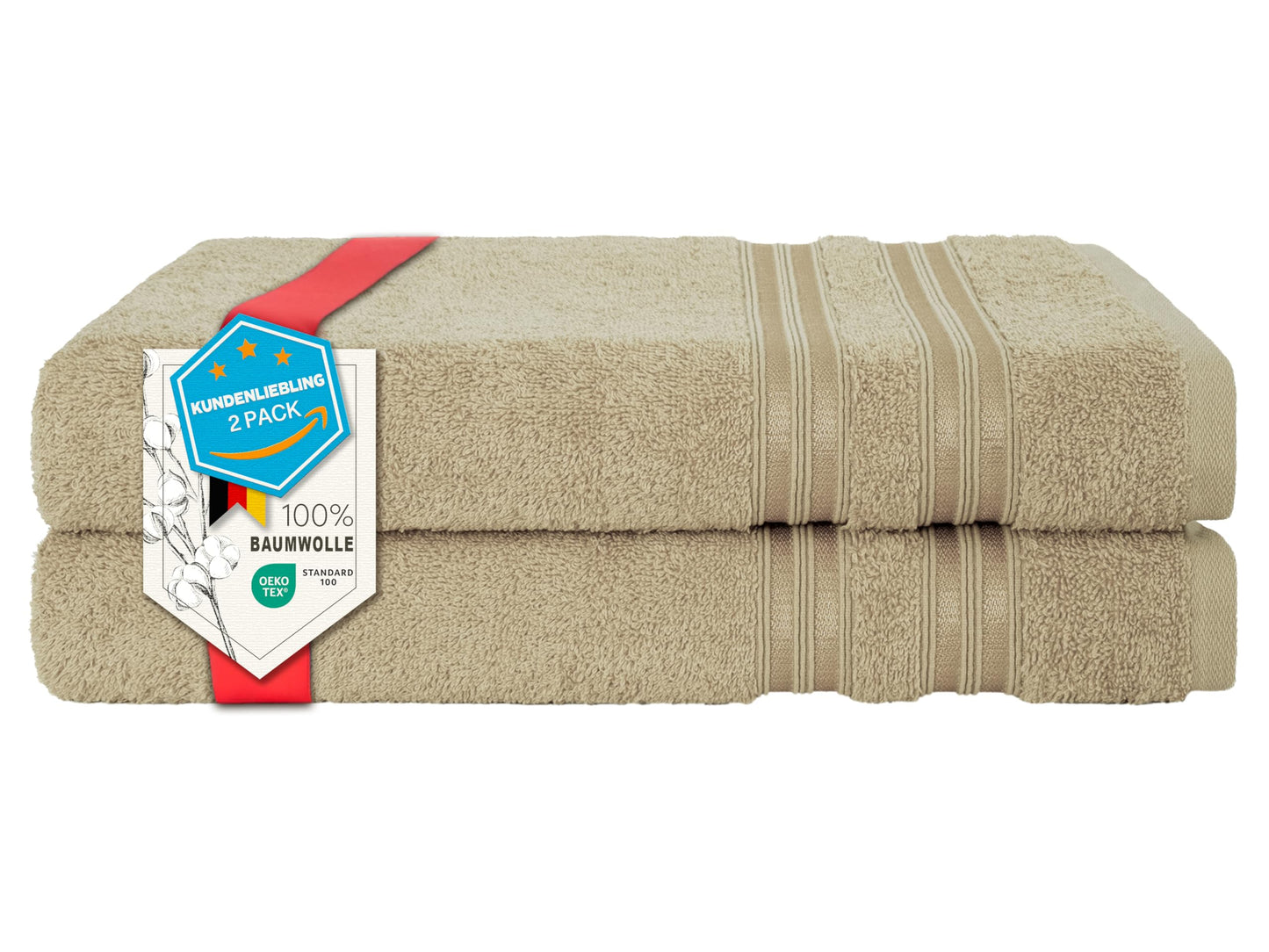 6-teiliges Handtuchset, 100 % Baumwolle, weich, saugfähig, hochwertiges Handtuchset, 2 Badetücher (70 x 140 cm), 4 Handtücher (50 x 100 cm), Weiß 