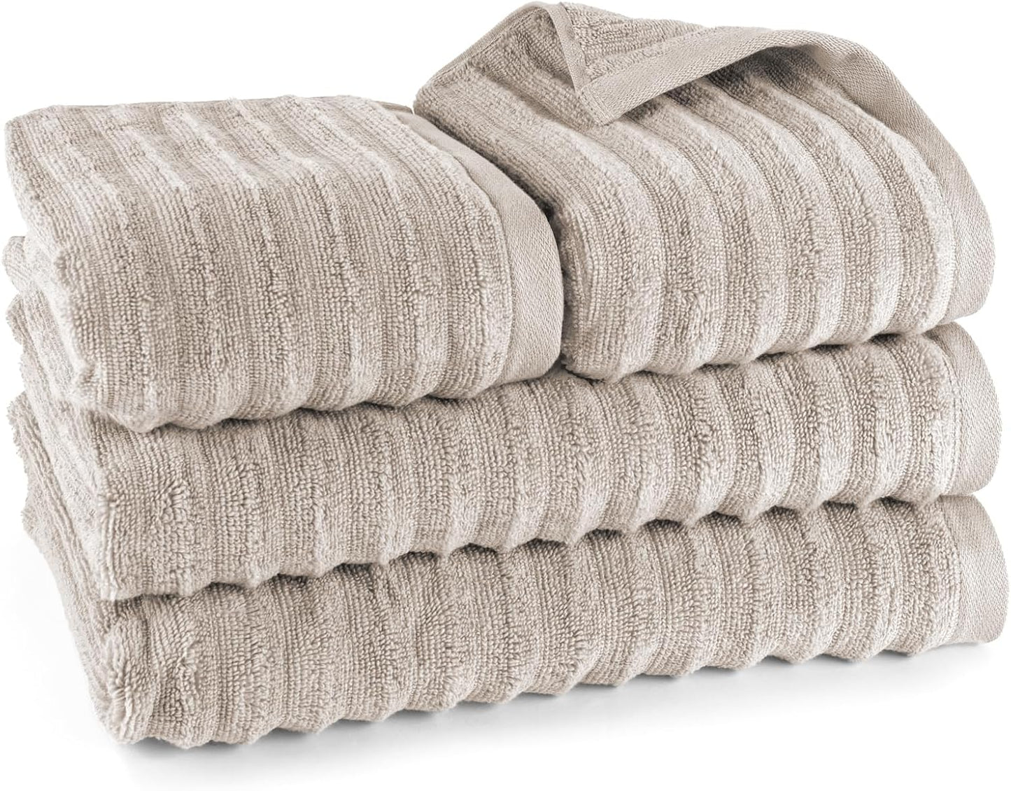 Pure Label 6-teiliges Handtuchset mit Aufhängeschlaufen aus 100 % Baumwolle, saugfähig und weich, 2 x Badetücher (70 x 140 cm), 2 x Handtücher (50 x 100 cm), 2 x Gästetücher (30 x 50 cm), 