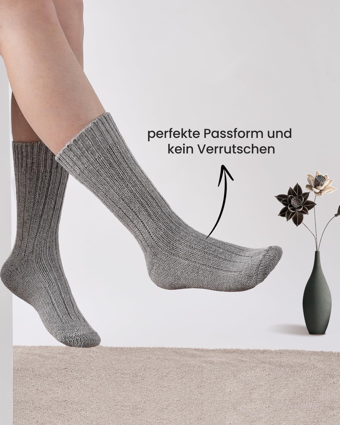 4 Paar Alpaka Socken für Herren Damen, atmungsative Thermosocken Extra Warm, Dicke Wintersocken mit Alpakawolle 