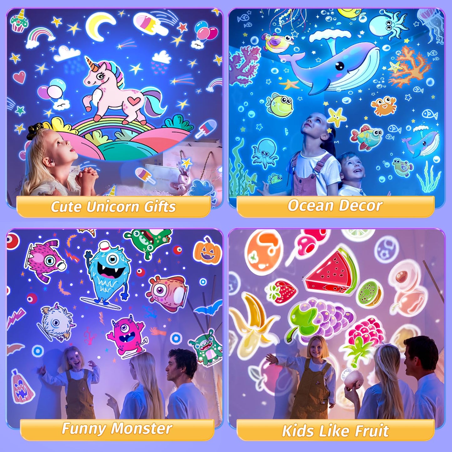 Sternenhimmel Projektor Kinder mit 15 Film, Nachtlicht Baby,Bluetooth,LED Projektor 