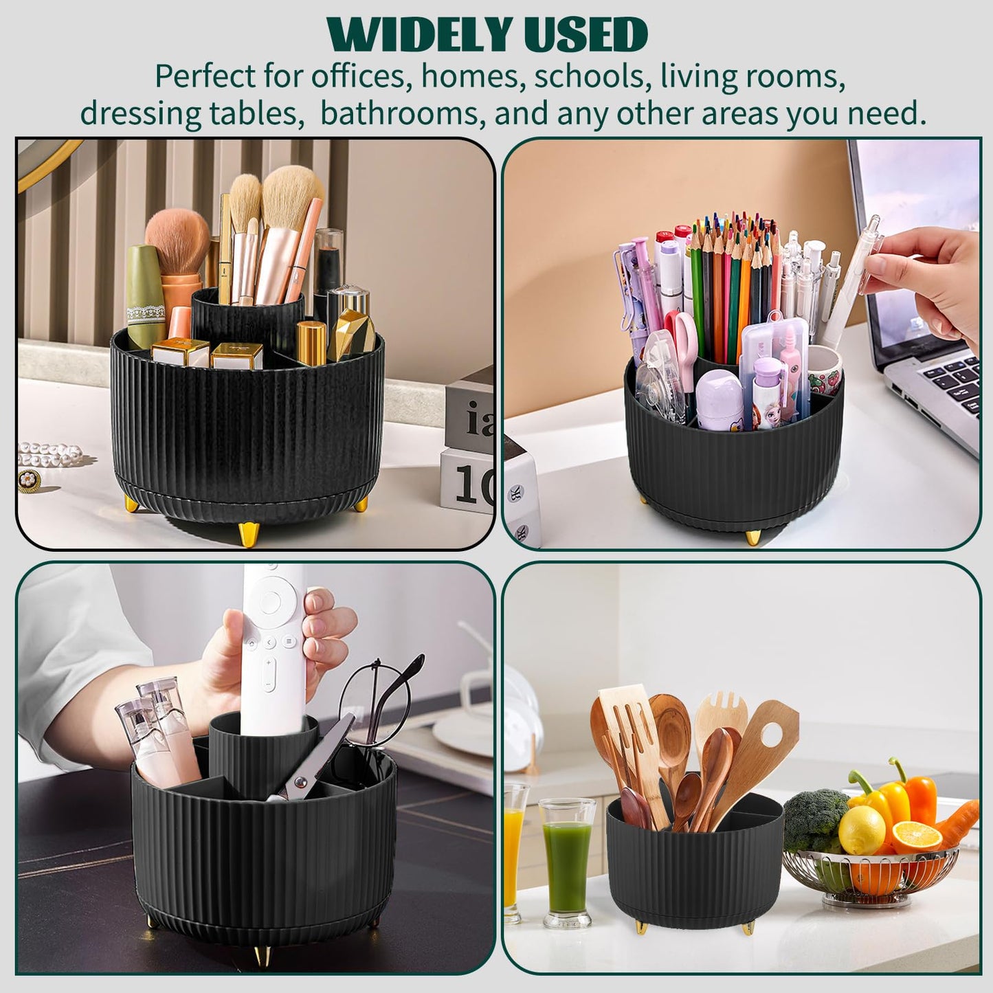 Make up Organizer 360° Drehbar, Pinselhalter Kosmetik Aufbewahrung mit 5 Fächern, Aesthetic Schminktisch Organizers für Zimmer Decor Frisiertisch 