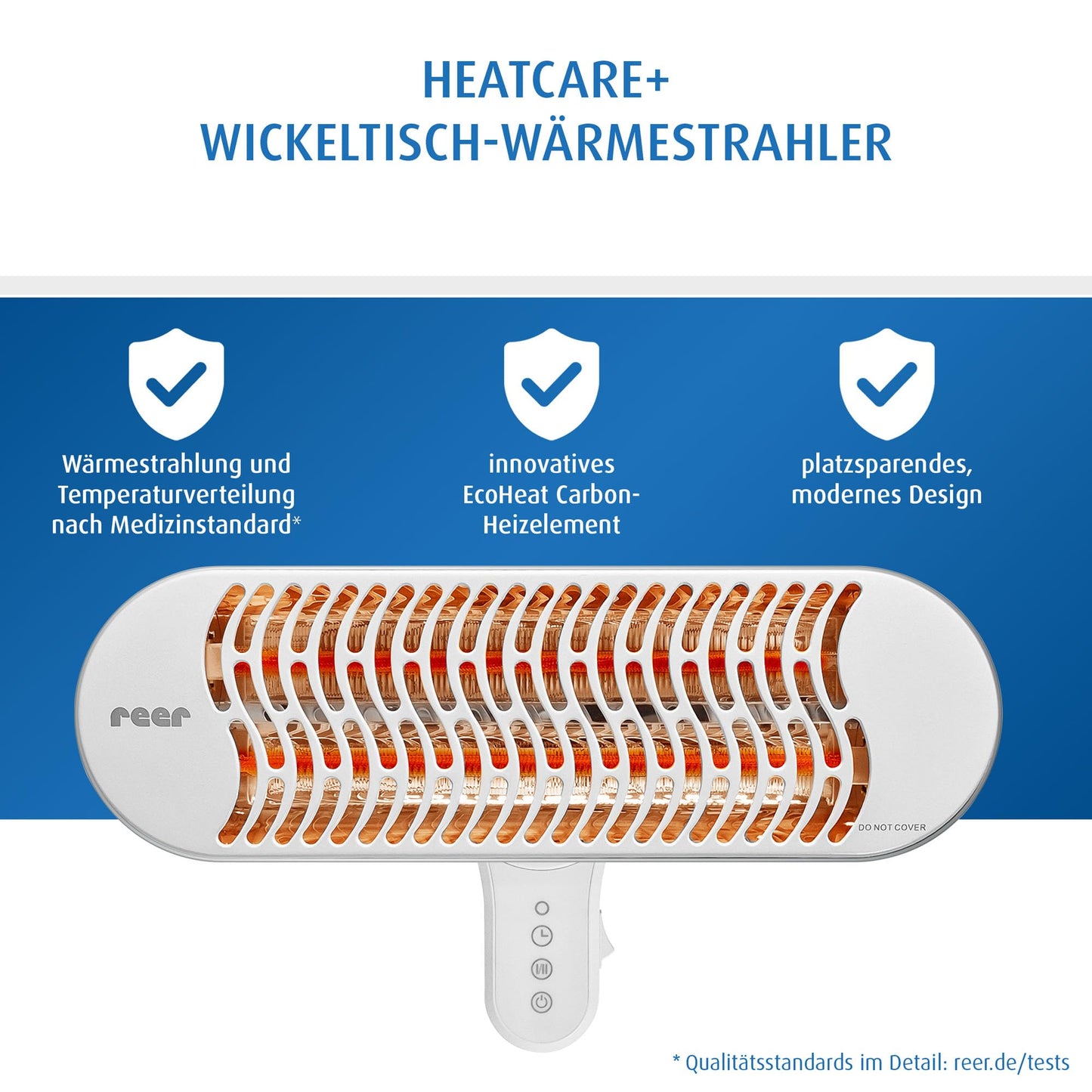 Heizstrahler – Wandheizgerät, 2 Heizstufen, Timer, nach medizinischen Standards geprüft 