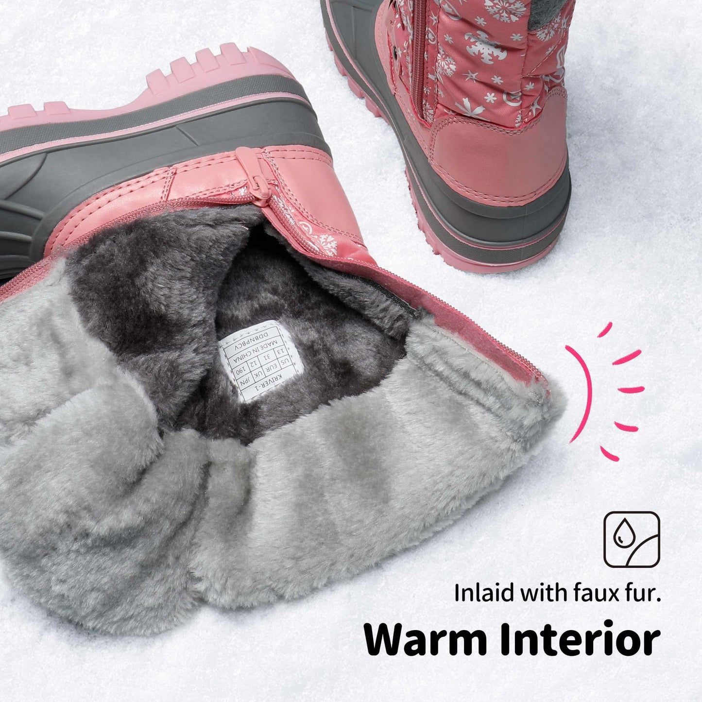 DREAM PAIRS Jungen Mädchen Winterstiefel Wasserabweisend, Warm Rutschfest Schneestiefel 