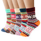 Airabc 5 Paar Damen-Thermosocken, warme Wintersocken, farbenfroh, kuschelig und atmungsaktiv 