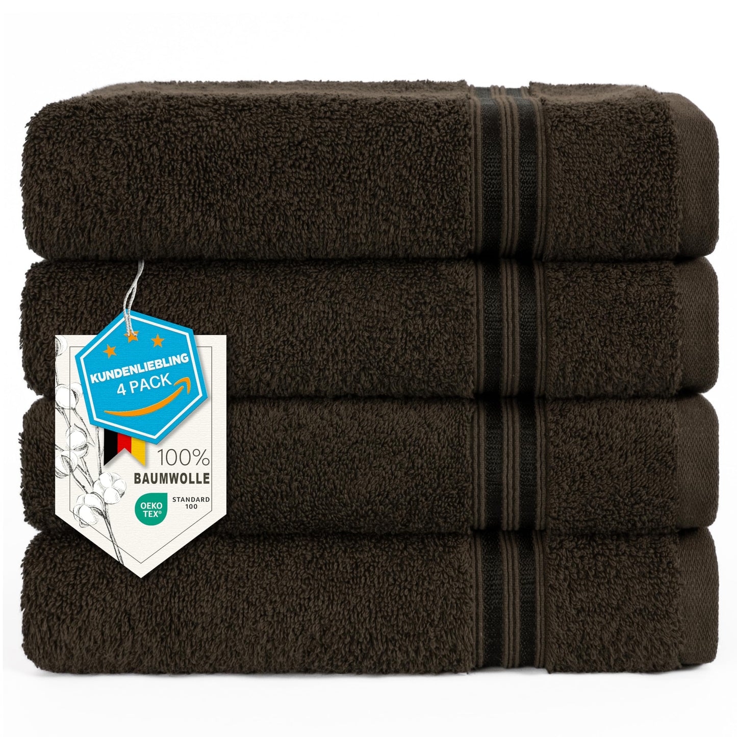 6-teiliges Handtuchset, 100 % Baumwolle, weich, saugfähig, hochwertiges Handtuchset, 2 Badetücher (70 x 140 cm), 4 Handtücher (50 x 100 cm), Weiß 