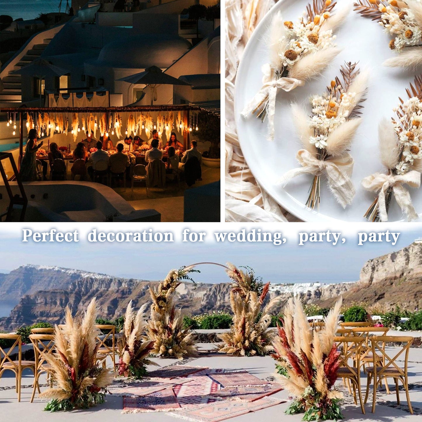 Pampasgras Getrocknet - Natürlich, Braun, Trockenblumen Strauß Dried Flowers, für Heim Decor 