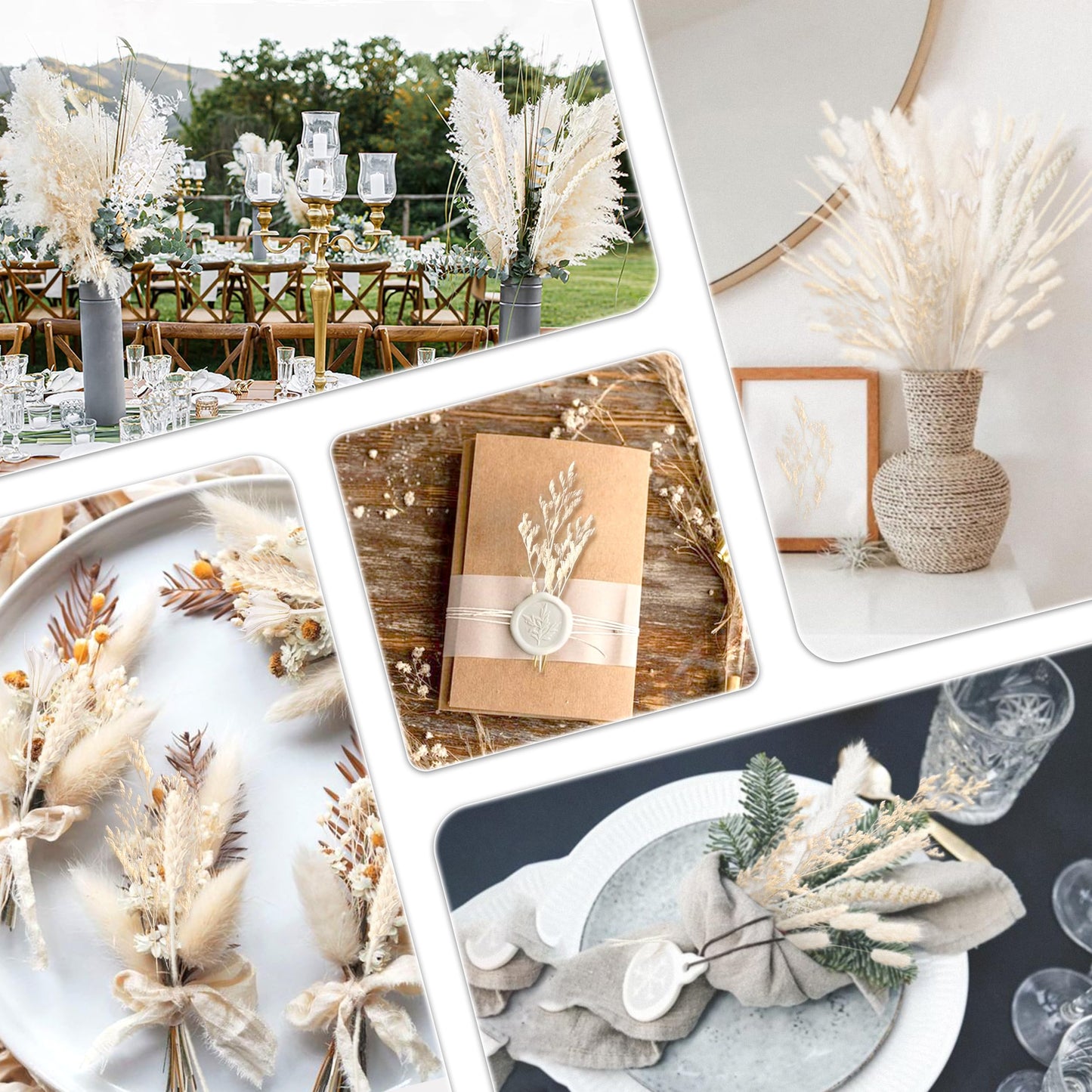 Pampasgras Getrocknet - Natürlich, Braun, Trockenblumen Strauß Dried Flowers, für Heim Decor 