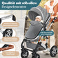 Kesser® Loops 3-in-1 Kombi-Kinderwagen, Komplettset inklusive Babywanne, Buggy-Sportsitz und Babyschale, Vollgummireifen 